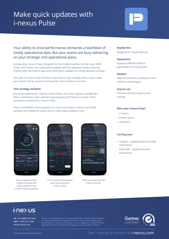 I nexus Pulse Software Overview I nexus